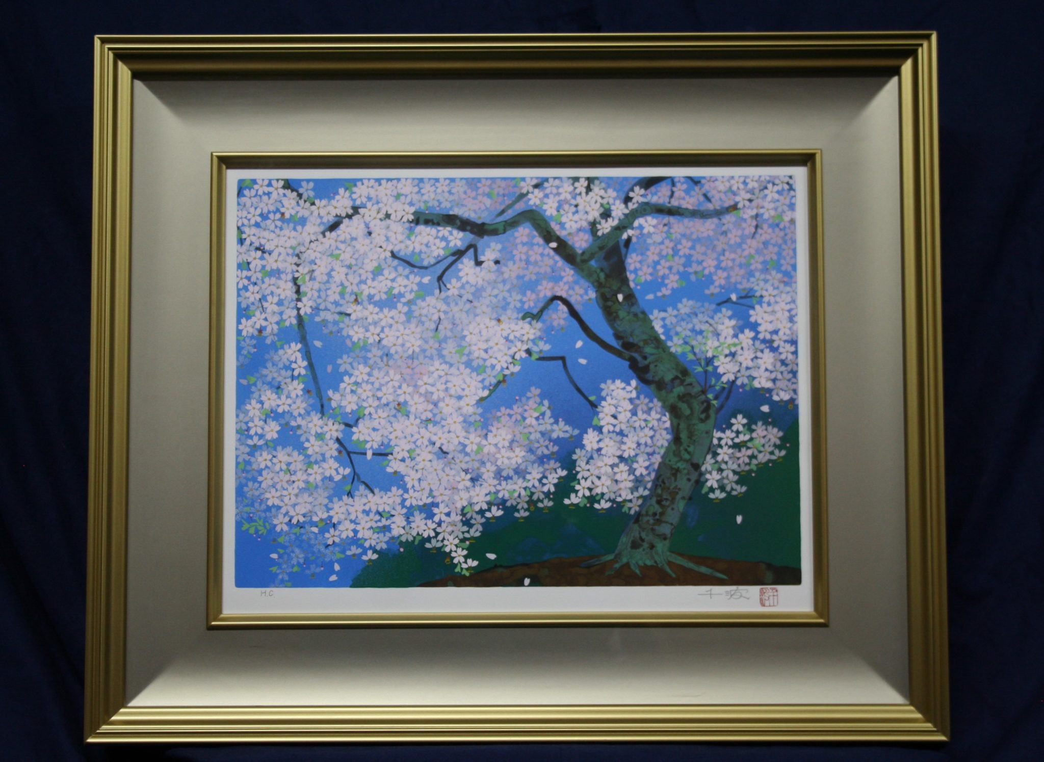 中島千波 九段の桜 シルクスクリーン | 美濃和紙・掛軸・絵画の販売